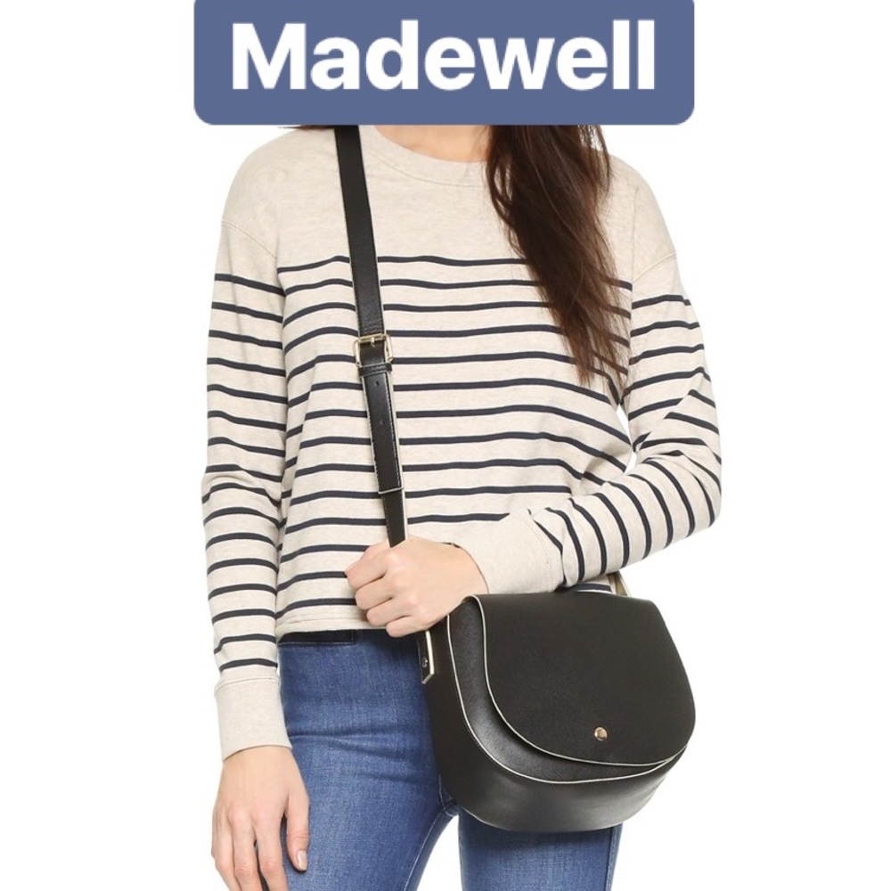 Madewell Cutoff Sweatshirt in Stripe Size Medium